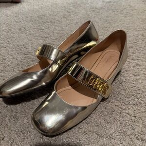 Dior Gold Mary Jane Heeled Flats